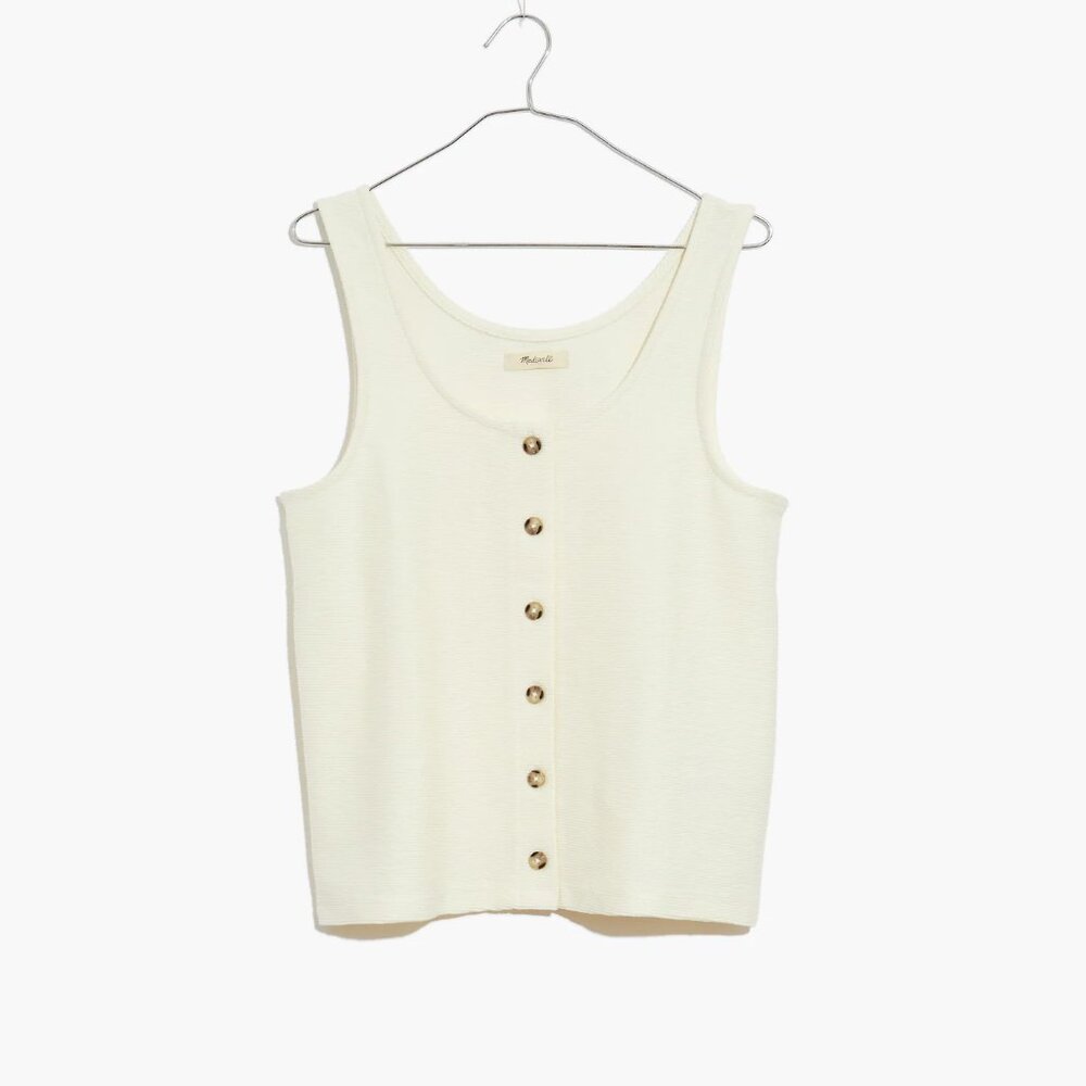 Madewell Ottoman Jacquard Button-Front Tank, L